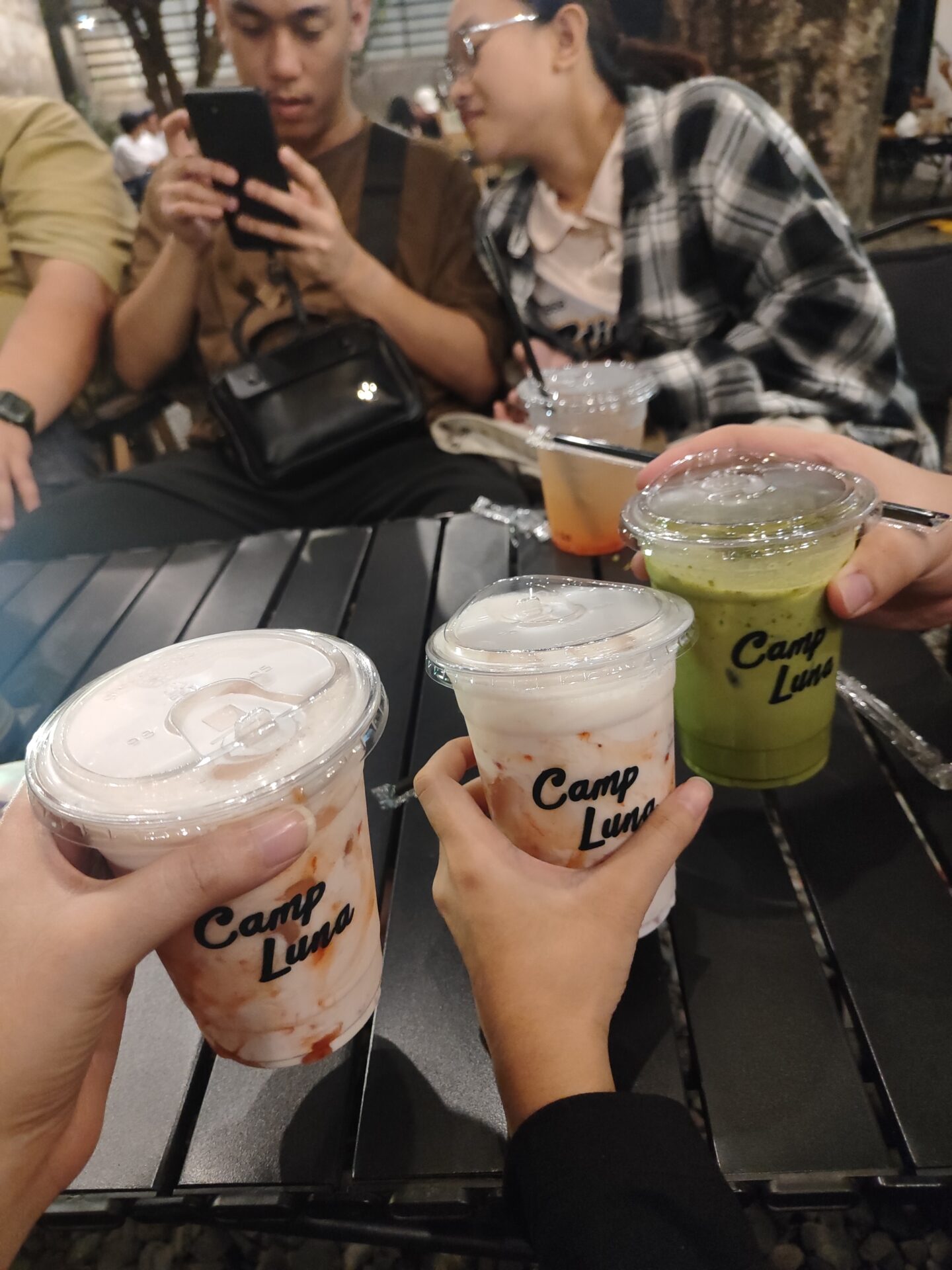 matcha latte for dad & strawberry latte for me and baby.
